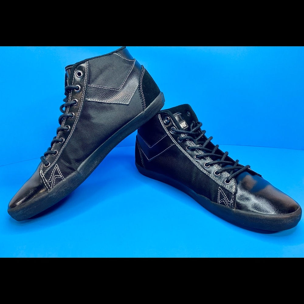 PONY CLASSIC TOPSTAR-HI LEATHER. BLACK. SIZE 10.